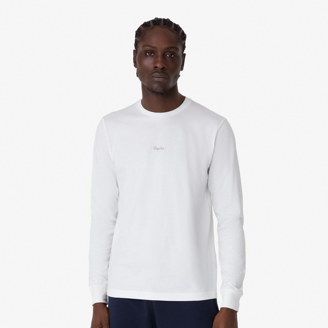Rapha Long Sleeve Cotton T-Shirt M White/Light Grey 