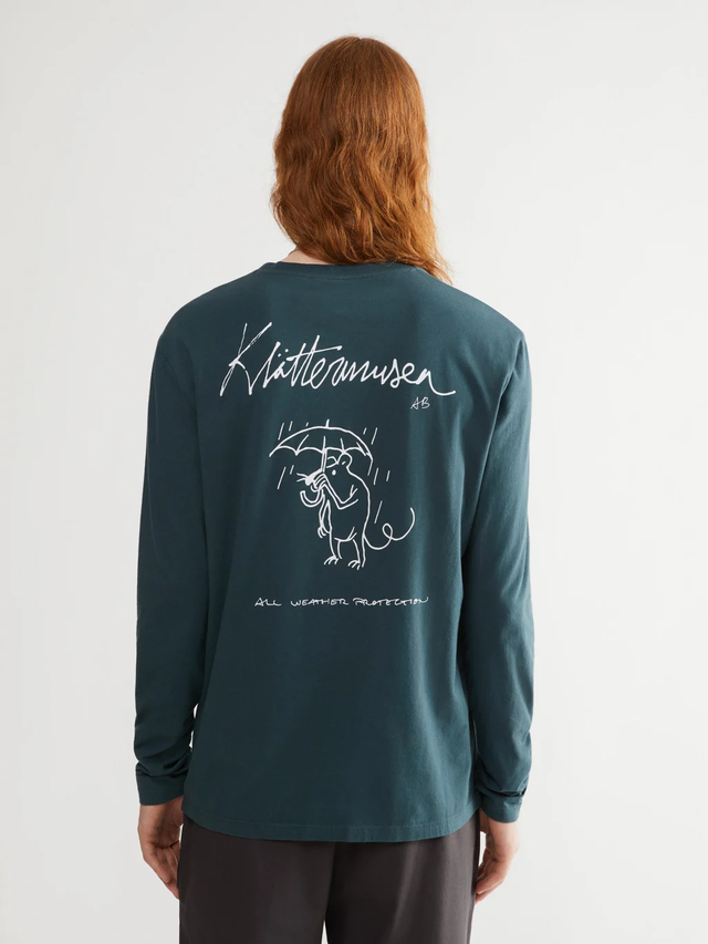 Klättermusen Runa Rain Mouse XL Long Sleeve Tee - DARK DEEP SEA 