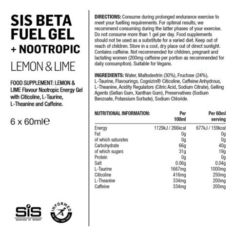 SIS Beta Fuel Gel+Nootr Sitron & Lime 60 ml 