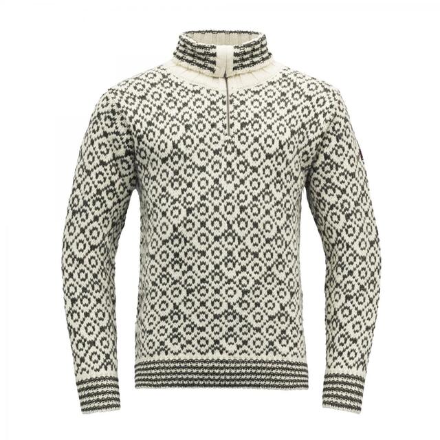 Devold Svalbard Sweater Zip Neck L Offwhite/Anthracite 