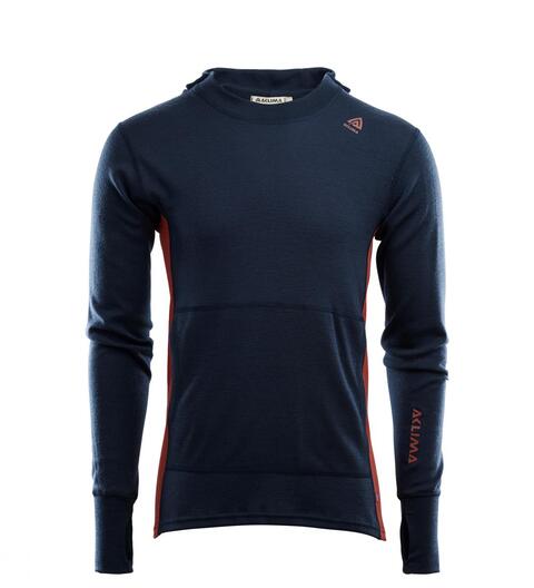 Aclima Warmwool Hood Sweater, Man XXL 238 Navy Blazer / Red Ochre