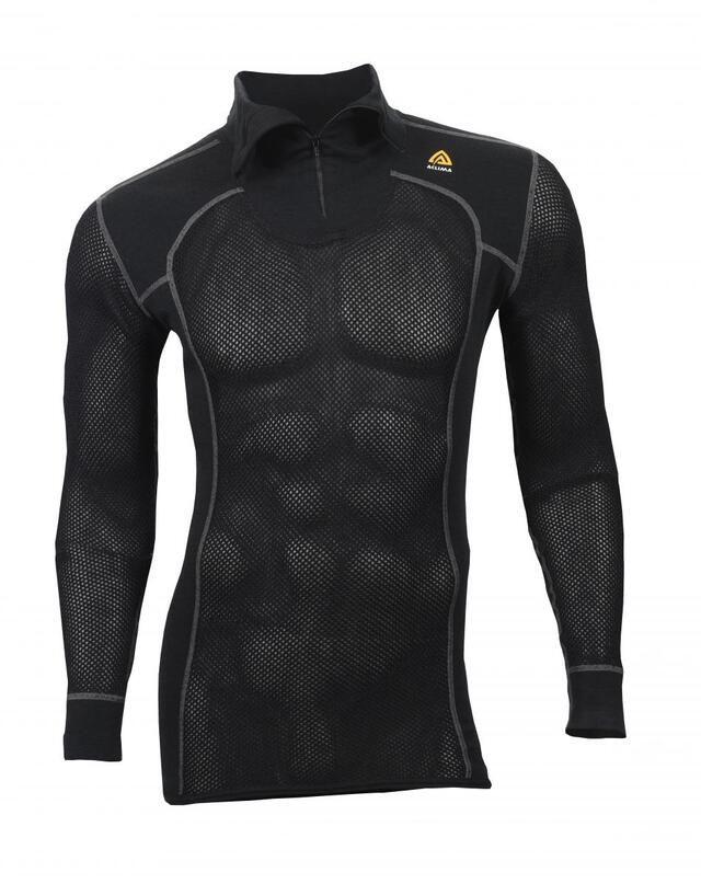 Aclima Woolnet Polo Shirt With Zip Herre Jet Black 