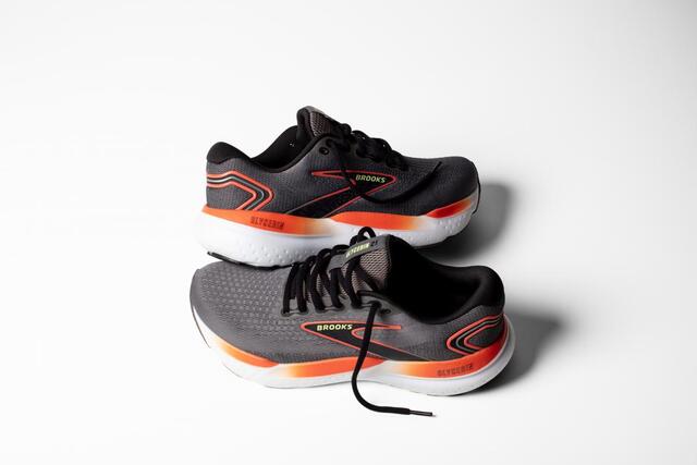 Brooks Glycerin 21 45 Gray/Mandarin Red/Green 