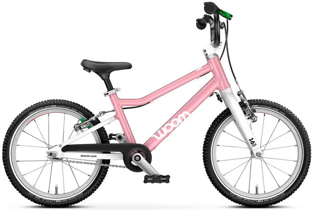 Woom Go 3 16" Powder Pink Barnesykkel 5,7kg, 4-6 år, 105-120cm 