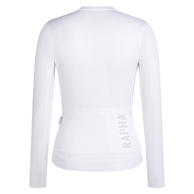 Rapha Women's Pro Team Long Sleeve XS Lightweight Jersey - White/Silver 