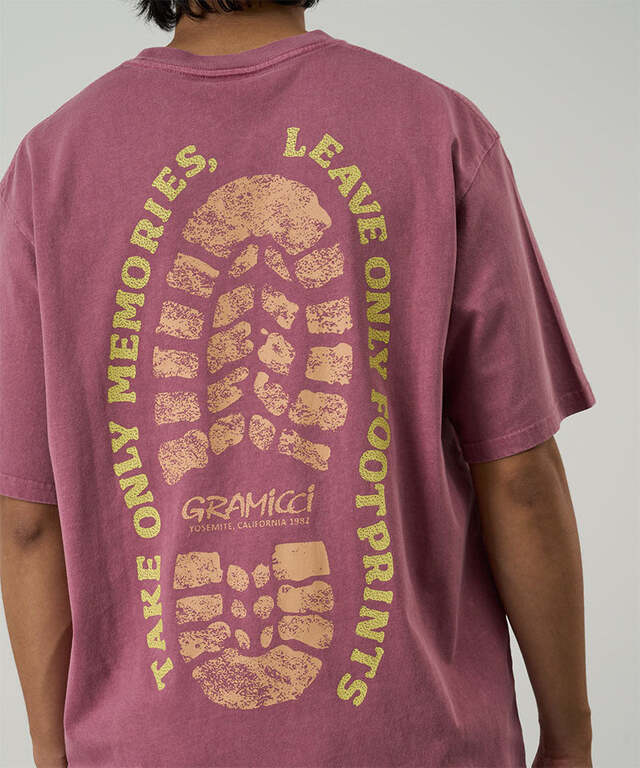 Gramicci Footprints Tee Pigment Dyed S Red pigment 