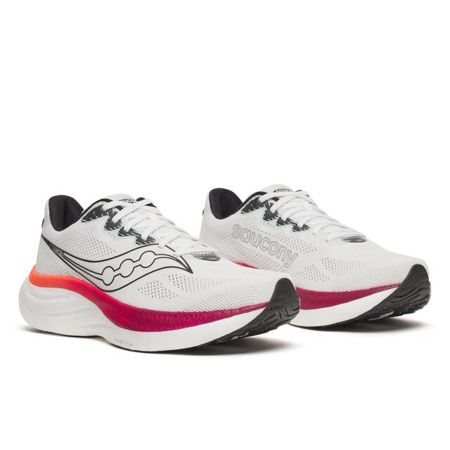 Saucony Ride 19 Herre 42 White/Crimson 