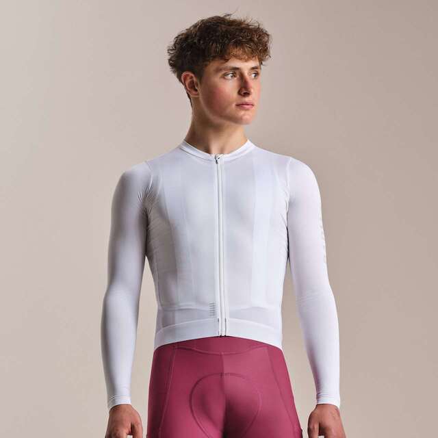 Rapha Pro Team Long Sleeve XS Lightweight Jersey - White/Silver 